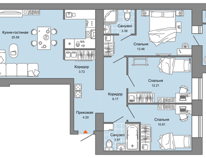 4-к. квартира, 86&nbsp;м²