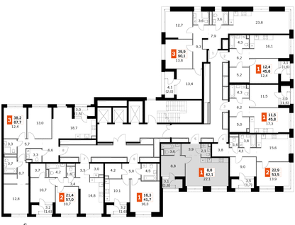 1-к. квартира, 42&nbsp;м²