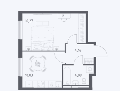 1-к. квартира, 35,4 м²