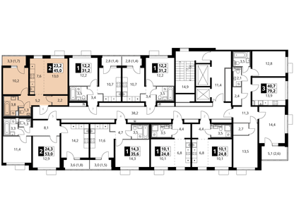 2-к. квартира, 45&nbsp;м²