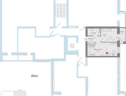 1-к. квартира, 35&nbsp;м²