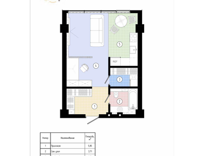 1-к. квартира, 37&nbsp;м²