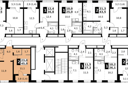 2-к. квартира, 45 м²