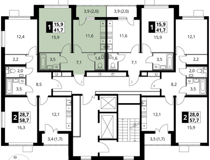 1-к. квартира, 41&nbsp;м²