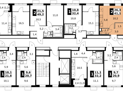 2-к. квартира, 41 м²