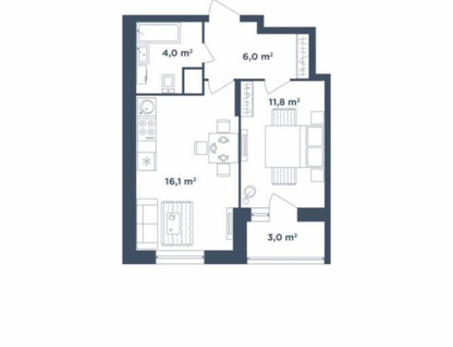 1-к. квартира, 40 м²