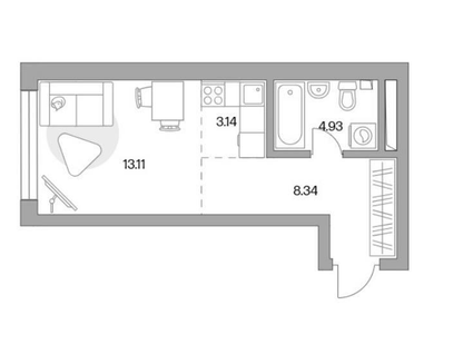 Студия, 29,5 м²