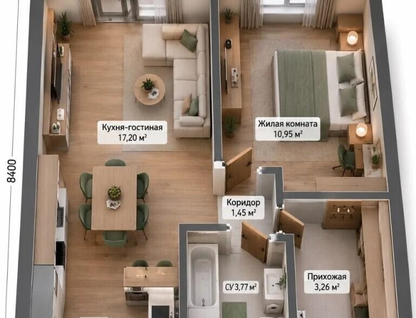 2-к. квартира, 41,5&nbsp;м²