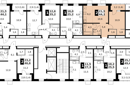2-к. квартира, 44 м²