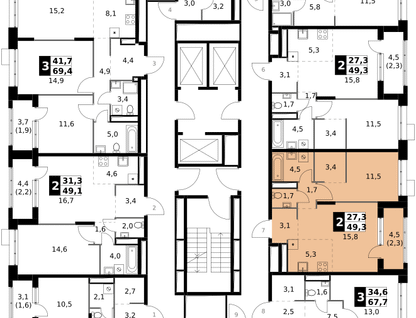 2-к. квартира, 49 м²