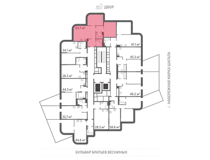 2-к. квартира, 63 м²