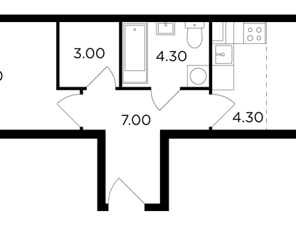 2-комнатная квартира, 45&nbsp;м²