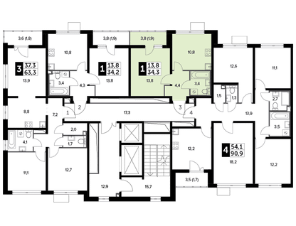 1-к. квартира, 34&nbsp;м²
