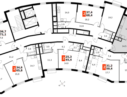 2-к. квартира, 62&nbsp;м²
