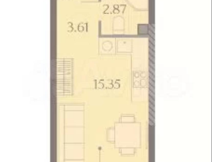 Студия, 21,5&nbsp;м²
