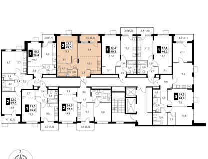 2-к. квартира, 49&nbsp;м²