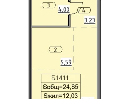 Студия, 24,9&nbsp;м²