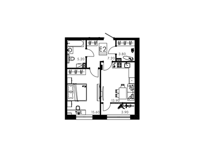 1-к. квартира, 47,2&nbsp;м²