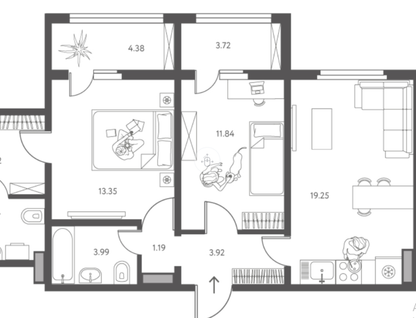 2-к. квартира, 67,3 м²