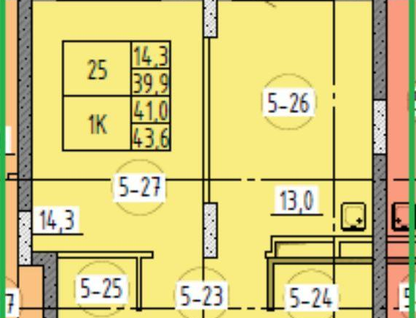 1-к. квартира, 44&nbsp;м²