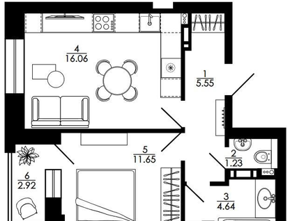 1-к. квартира, 43,4&nbsp;м²