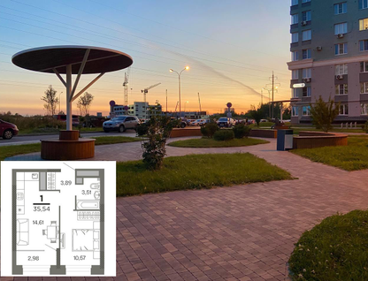 1-к. квартира, 35,5&nbsp;м²