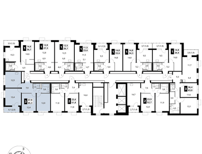 3-к. квартира, 65 м²