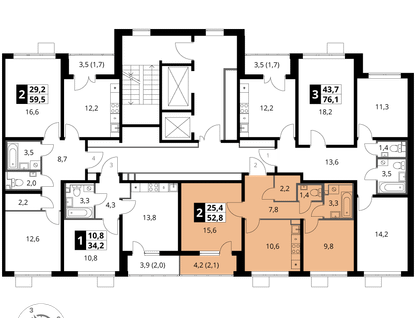 2-к. квартира, 52&nbsp;м²