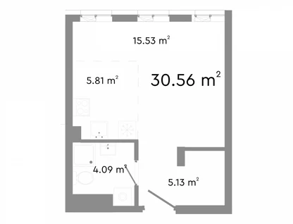 Студия, 30,6&nbsp;м²