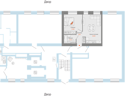 2-к. квартира, 42 м²