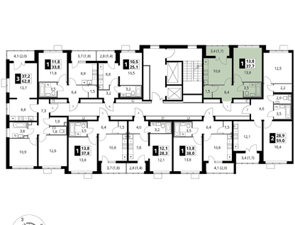 1-к. квартира, 37&nbsp;м²