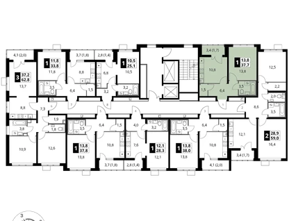 1-к. квартира, 37&nbsp;м²