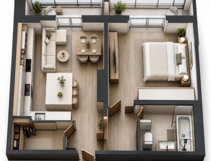 1-к. квартира, 53 м²
