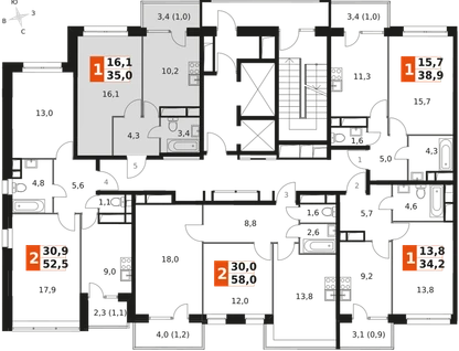 1-к. квартира, 35&nbsp;м²