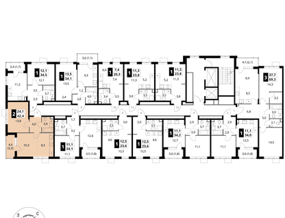 2-к. квартира, 42&nbsp;м²