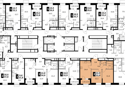 2-к. квартира, 52&nbsp;м²