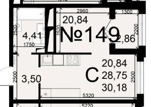 1-к. квартира, 30,2&nbsp;м²