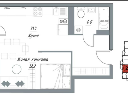 1-к. квартира, 38,3&nbsp;м²