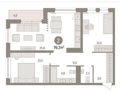 2-к. квартира, 71,8&nbsp;м²