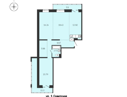 3-к. квартира, 99,6&nbsp;м²