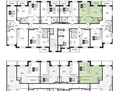 1-к. квартира, 58 м²
