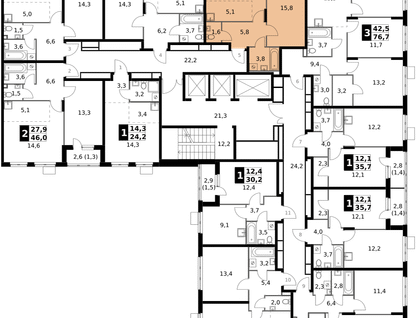2-к. квартира, 50&nbsp;м²