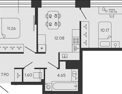 2-к. квартира, 47,7&nbsp;м²