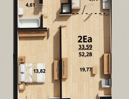 1-к. квартира, 49,1&nbsp;м²