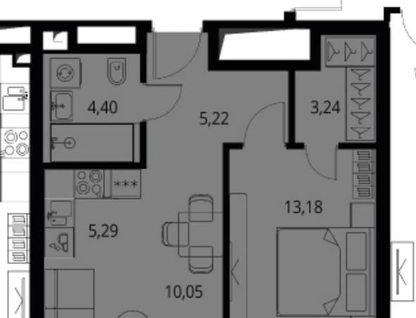 1-к. квартира, 41,4 м²