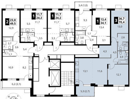 3-к. квартира, 70&nbsp;м²