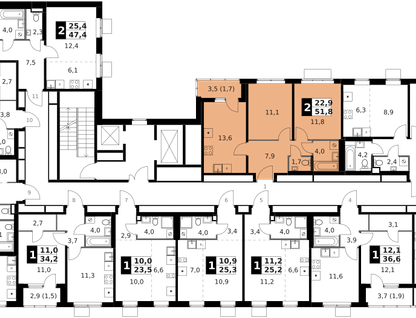 2-к. квартира, 51&nbsp;м²