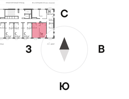 1-к. квартира, 37 м²