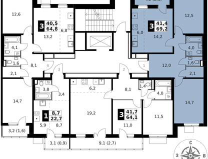 3-к. квартира, 69&nbsp;м²