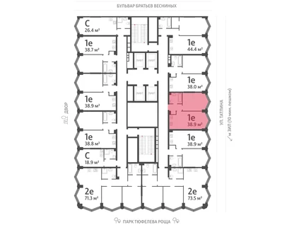 1-к. квартира, 38&nbsp;м²